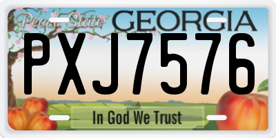 GA license plate PXJ7576