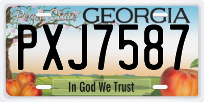 GA license plate PXJ7587