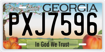 GA license plate PXJ7596