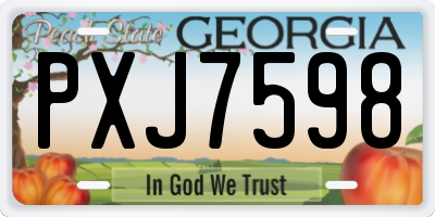 GA license plate PXJ7598