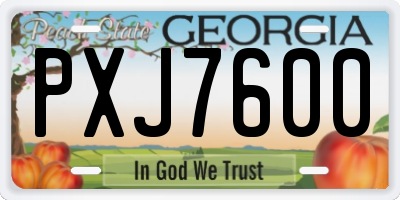 GA license plate PXJ7600
