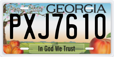 GA license plate PXJ7610