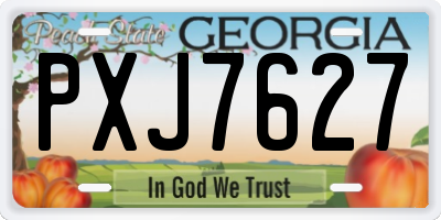 GA license plate PXJ7627