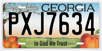 GA license plate PXJ7634