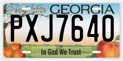 GA license plate PXJ7640