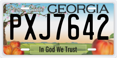 GA license plate PXJ7642
