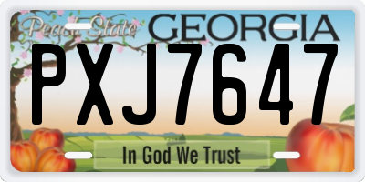 GA license plate PXJ7647