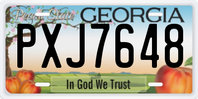 GA license plate PXJ7648