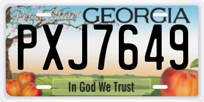 GA license plate PXJ7649