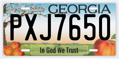 GA license plate PXJ7650