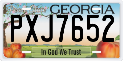 GA license plate PXJ7652