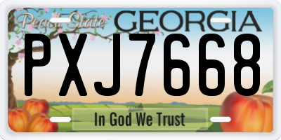 GA license plate PXJ7668