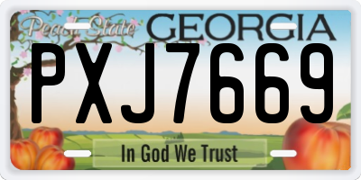 GA license plate PXJ7669