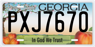 GA license plate PXJ7670