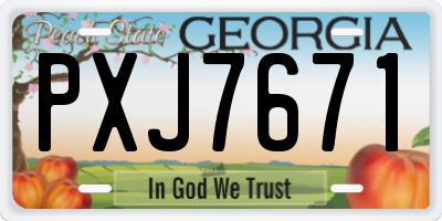 GA license plate PXJ7671