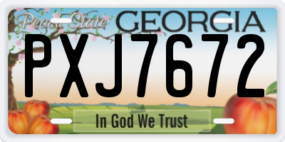 GA license plate PXJ7672
