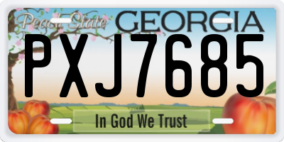 GA license plate PXJ7685