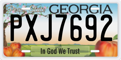 GA license plate PXJ7692