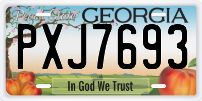 GA license plate PXJ7693