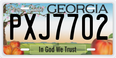 GA license plate PXJ7702
