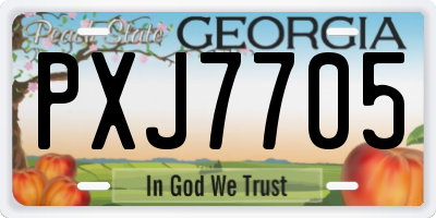 GA license plate PXJ7705