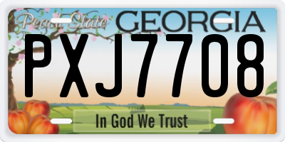 GA license plate PXJ7708