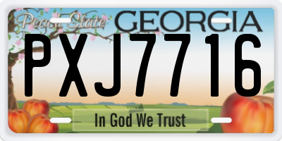 GA license plate PXJ7716