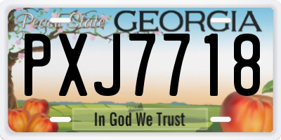GA license plate PXJ7718