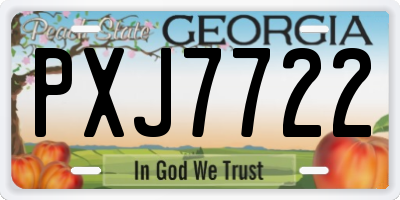 GA license plate PXJ7722