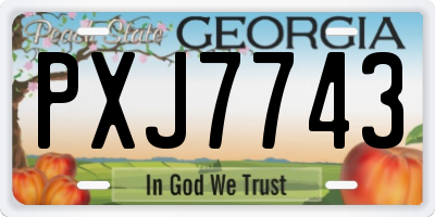 GA license plate PXJ7743