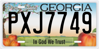 GA license plate PXJ7749