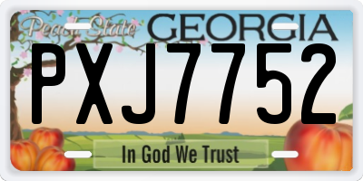 GA license plate PXJ7752