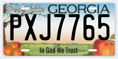 GA license plate PXJ7765