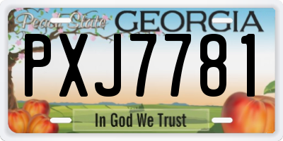 GA license plate PXJ7781