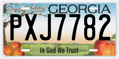 GA license plate PXJ7782
