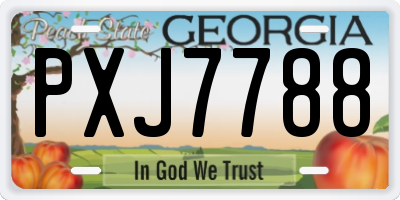 GA license plate PXJ7788
