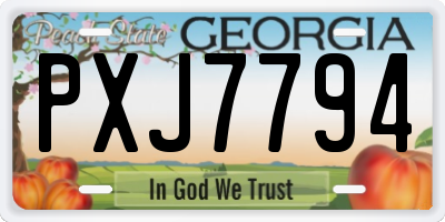 GA license plate PXJ7794