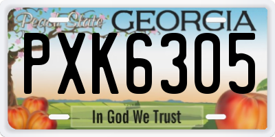GA license plate PXK6305