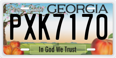 GA license plate PXK7170