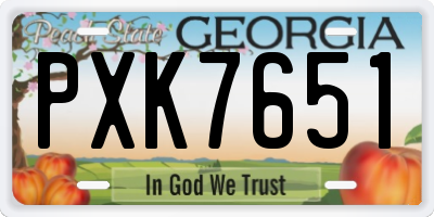GA license plate PXK7651