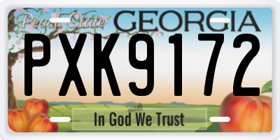 GA license plate PXK9172