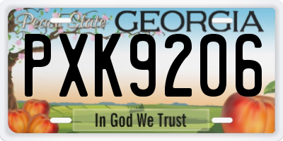 GA license plate PXK9206