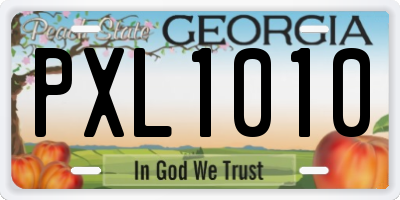GA license plate PXL1010