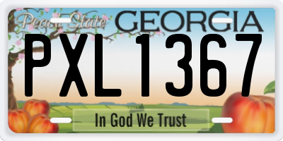 GA license plate PXL1367