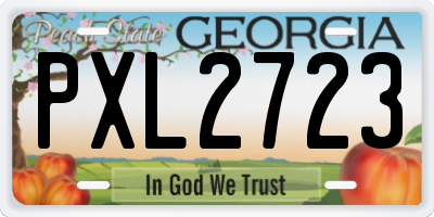 GA license plate PXL2723