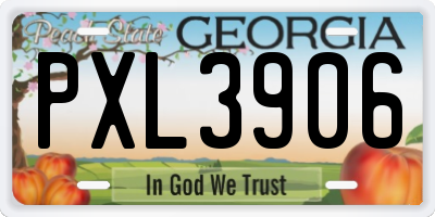 GA license plate PXL3906