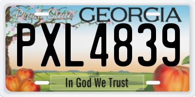 GA license plate PXL4839