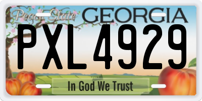GA license plate PXL4929
