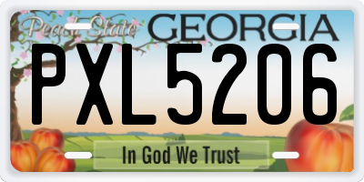 GA license plate PXL5206