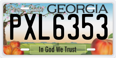 GA license plate PXL6353